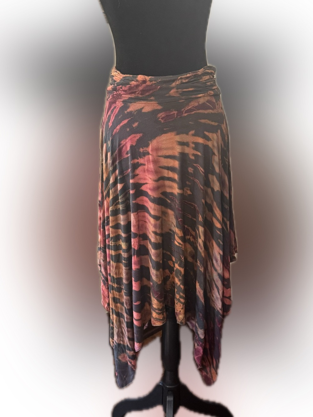 Asymmetrical Tie-Dye Midi Skirt